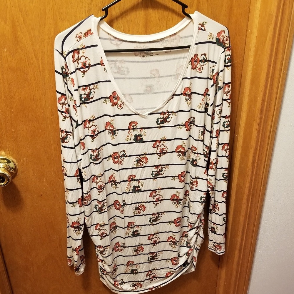 White Floral Long Sleeve Maternity Shirt